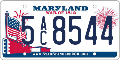 MD license plate 5AC8544