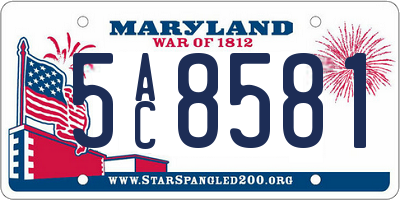 MD license plate 5AC8581