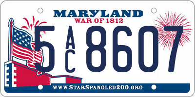 MD license plate 5AC8607