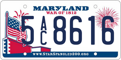 MD license plate 5AC8616