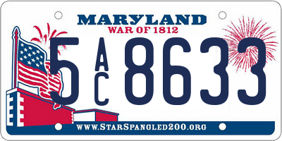 MD license plate 5AC8633