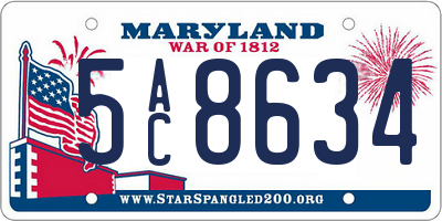 MD license plate 5AC8634