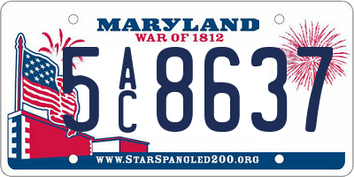 MD license plate 5AC8637