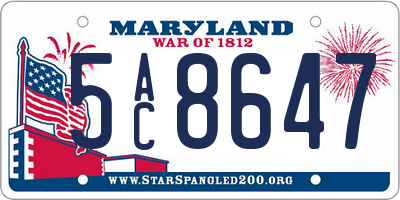 MD license plate 5AC8647