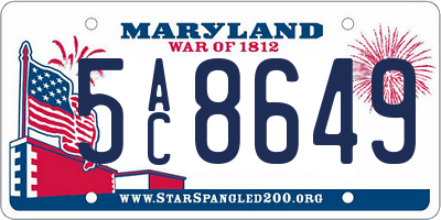 MD license plate 5AC8649