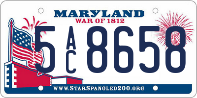 MD license plate 5AC8658