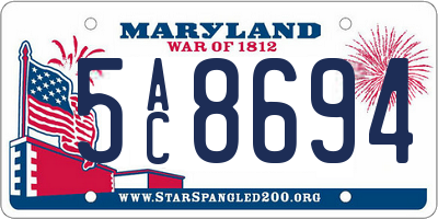 MD license plate 5AC8694
