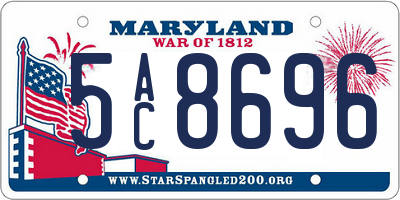 MD license plate 5AC8696