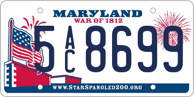 MD license plate 5AC8699