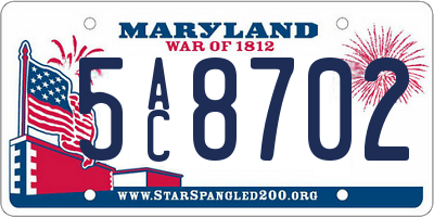MD license plate 5AC8702