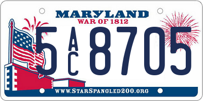MD license plate 5AC8705