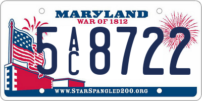 MD license plate 5AC8722