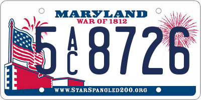 MD license plate 5AC8726
