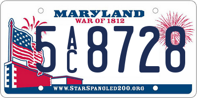 MD license plate 5AC8728