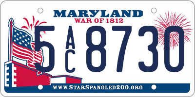 MD license plate 5AC8730