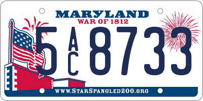 MD license plate 5AC8733