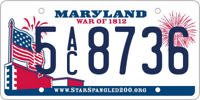 MD license plate 5AC8736