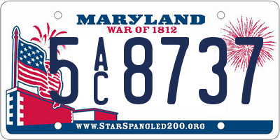 MD license plate 5AC8737