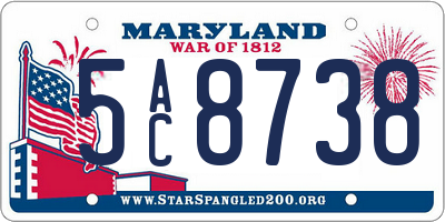 MD license plate 5AC8738