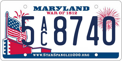 MD license plate 5AC8740