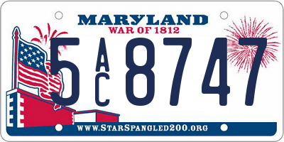 MD license plate 5AC8747