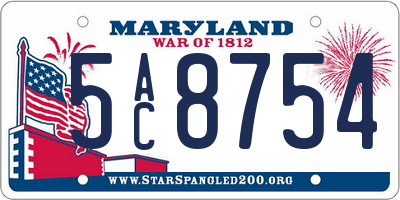 MD license plate 5AC8754