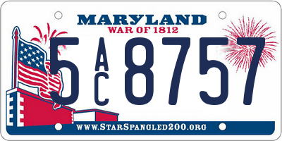 MD license plate 5AC8757