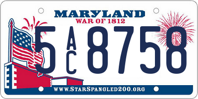 MD license plate 5AC8758