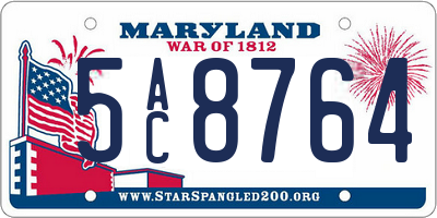 MD license plate 5AC8764