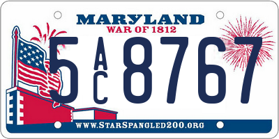 MD license plate 5AC8767