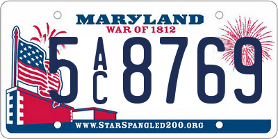 MD license plate 5AC8769