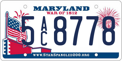 MD license plate 5AC8778