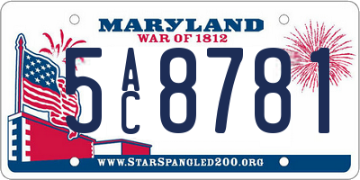 MD license plate 5AC8781