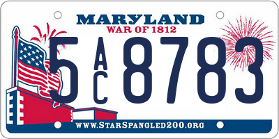 MD license plate 5AC8783