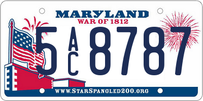 MD license plate 5AC8787