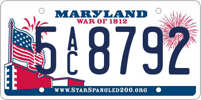 MD license plate 5AC8792