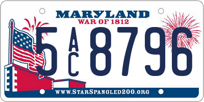MD license plate 5AC8796