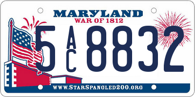 MD license plate 5AC8832
