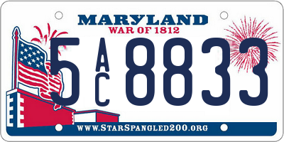 MD license plate 5AC8833