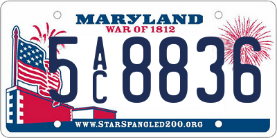 MD license plate 5AC8836