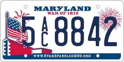 MD license plate 5AC8842