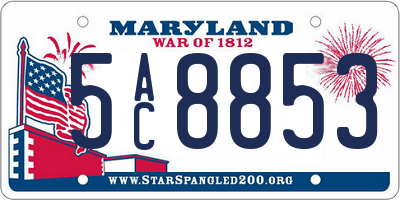 MD license plate 5AC8853