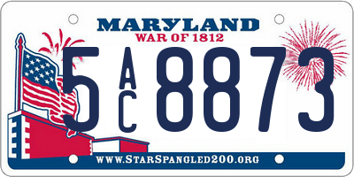 MD license plate 5AC8873