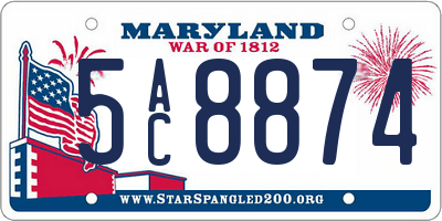 MD license plate 5AC8874