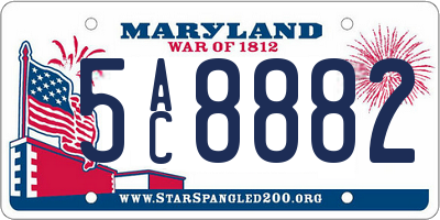 MD license plate 5AC8882