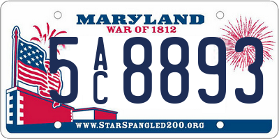 MD license plate 5AC8893