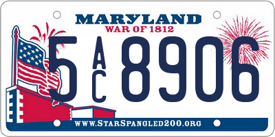 MD license plate 5AC8906