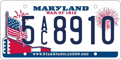 MD license plate 5AC8910