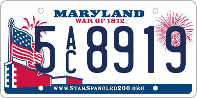 MD license plate 5AC8919