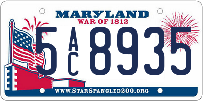 MD license plate 5AC8935